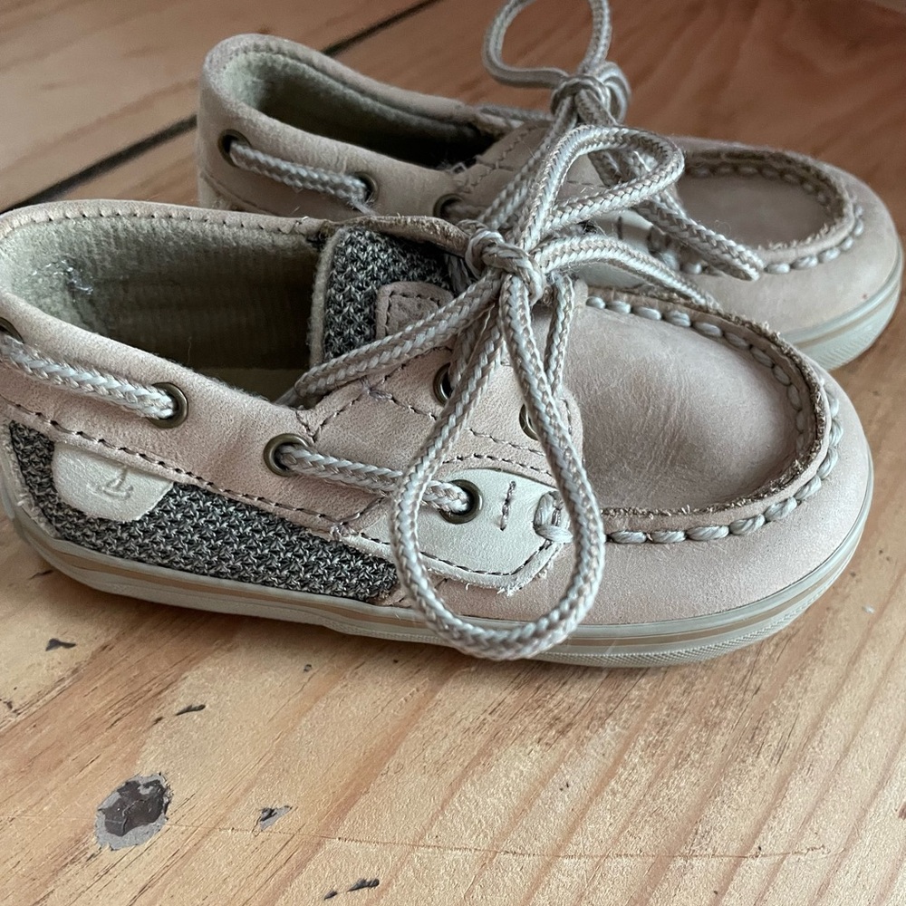 Sperry Beige Tan Leather Baby Boy Toddler Boat Shoes 3M
